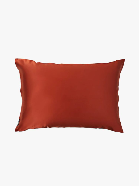 Clementine Sleepwear Organic Silk Pillowcase in branded component on a light gray background